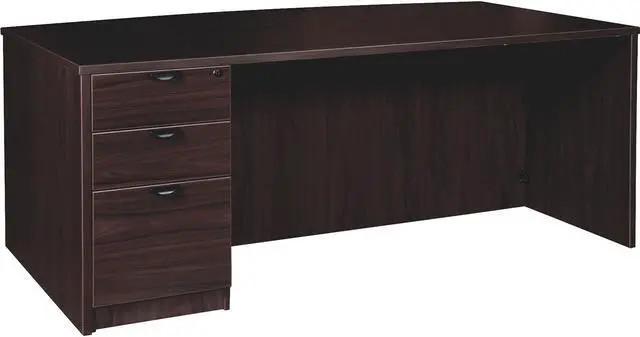 Main image of Lorell PD4272LSPBES Prominence 2.0 Espresso Laminate Left-Pedestal Bowfront Desk - 3-Drawer