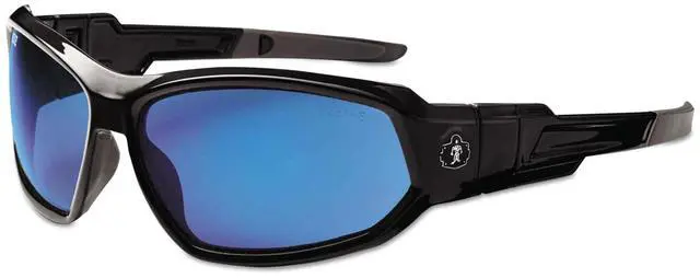 Alt view image 2 of 11 - Ergodyne 56092 Skullerz Loki Safety Glass/Goggle, Black Frame/Blue Mirror Lens,Nylon/Polycarb