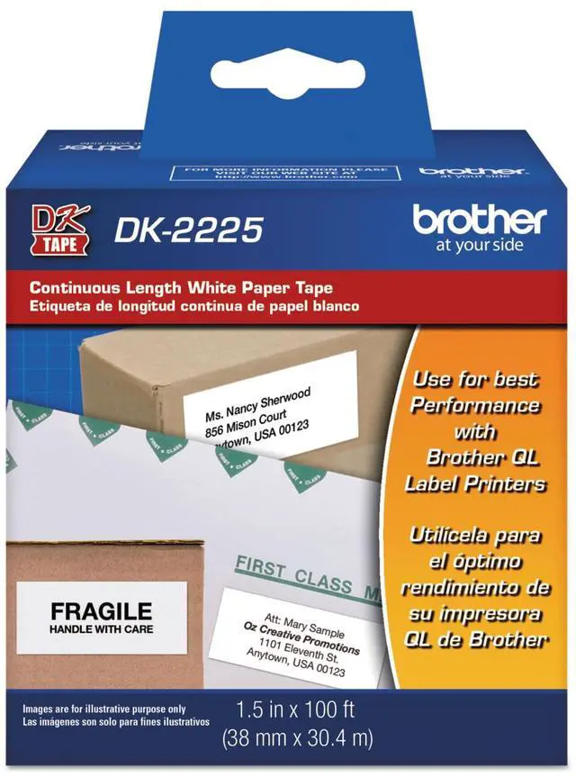 Alt view image 4 of 14 - Continuous Paper Label Tape, 1-1/2" x 100 ft, Black/White DK2225