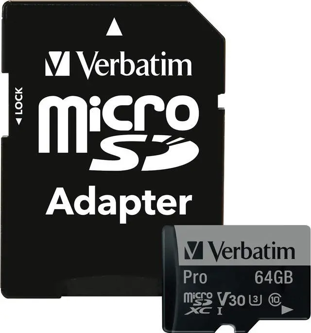 Alt view image 11 of 20 - Verbatim Memory Card microSDXC w/Adapter 64GB BK/GY 47042