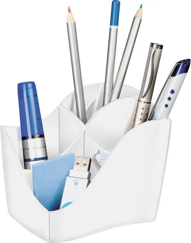 Main image of CEP Pencil Cup 4-Compartment 3-1/2"Wx4-5/8"Dx3-7/8"H White 1003400021
