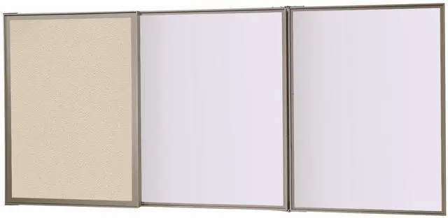 Alt view image 2 of 9 - Ghent 41300 VisuALL PC Whiteboard Cabinet with Fabric Bulletin Board Exterior Doors - 36" x 24" - Beige/White Surface, Satin Aluminum Frame