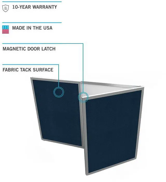 Alt view image 4 of 9 - Ghent 41300 VisuALL PC Whiteboard Cabinet with Fabric Bulletin Board Exterior Doors - 36" x 24" - Beige/White Surface, Satin Aluminum Frame