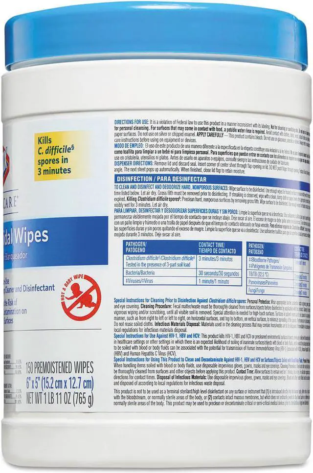 Alt view image 8 of 17 - Germicidal Wipes, 6 X 5, Unscented, 150/Canister