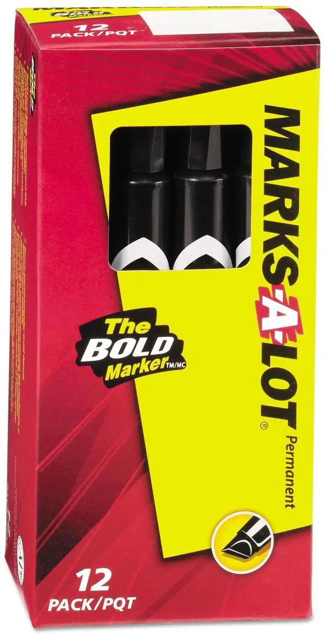 Alt view image 11 of 16 - Avery Marks-A-Lot Large Desk-Style Permanent Marker Chisel Tip Black Dozen 08888