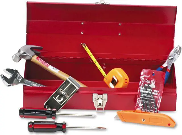 Main image of Great Neck 16-Piece Light-Duty Office Tool Kit Metal Box Red CTB9