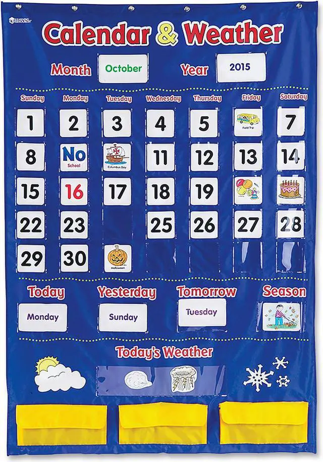 Alt view image 7 of 16 - LEARNING RESOURCES CALENDAR AND WEATHER POCKET CHART