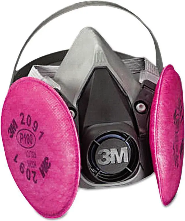 Alt view image 15 of 17 - 3M 07002 Half Facepiece Respirator 6291, Medium w/ Particulate Filters