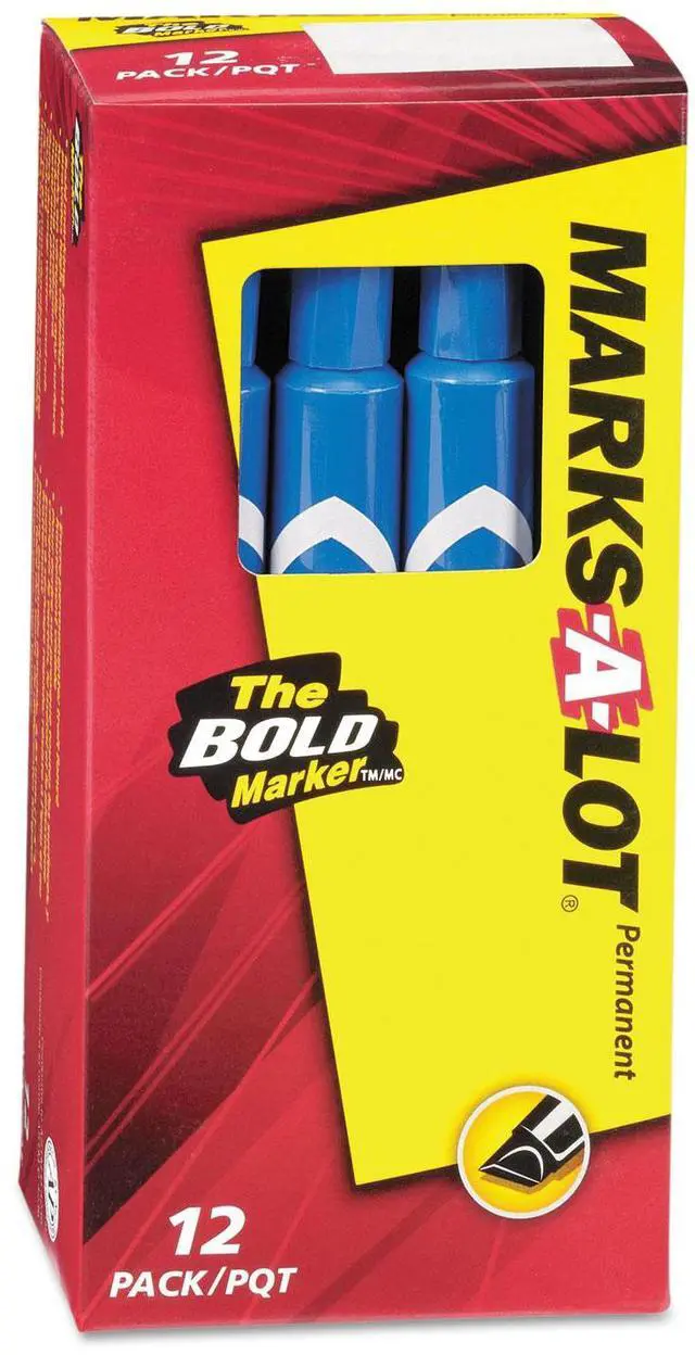 Alt view image 6 of 11 - Avery Marks-A-Lot Large Desk-Style Permanent Marker Chisel Tip Blue Dozen 08886