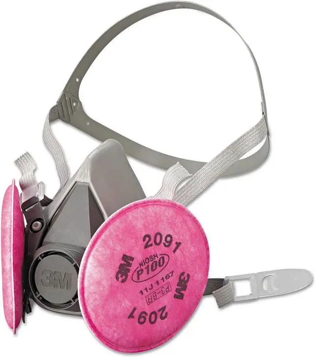 Alt view image 16 of 17 - 3M 07002 Half Facepiece Respirator 6291, Medium w/ Particulate Filters