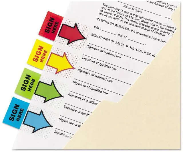 Alt view image 18 of 20 - Post-it Arrow Message 1" Page Flags 200 "Sign Here" 48 Arrow Four Colors 248