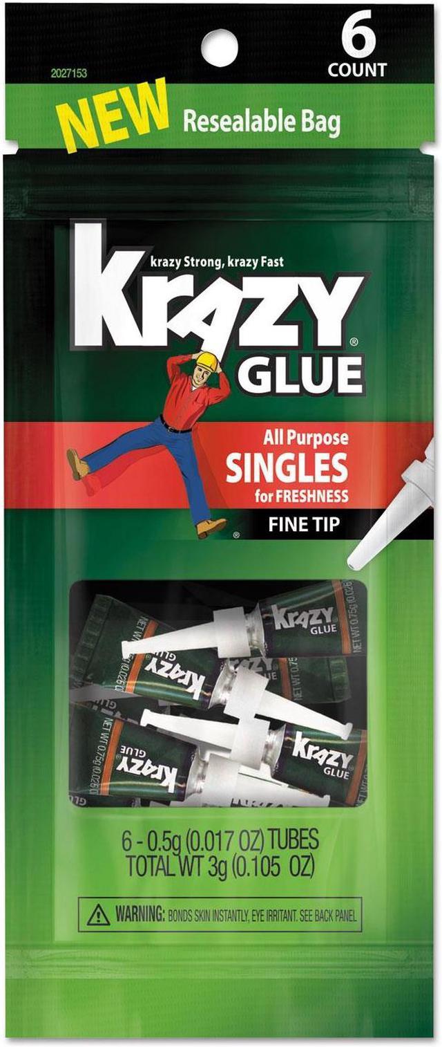 Elmer's 2027153 Krazy Glue All-Purpose Super Glue Single-Use Tubes, 6 Pack  