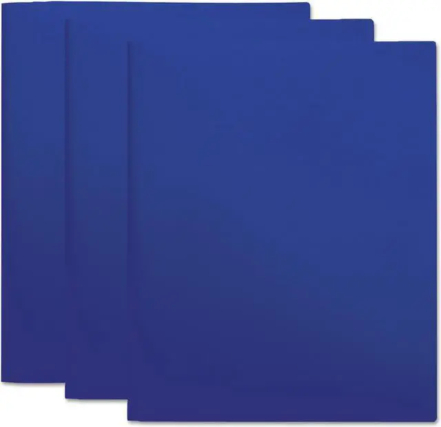 Alt view image 3 of 14 - Universal Two-Pocket Plastic Folders 11 x 8 1/2 Navy Blue 10/Pack 20541