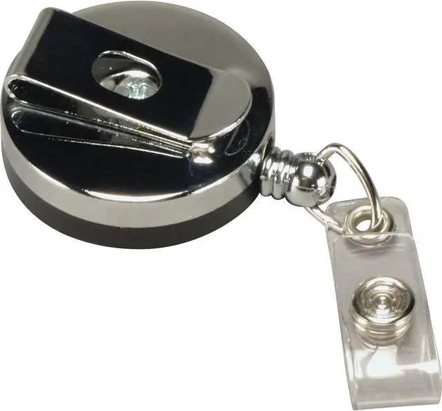 Alt view image 11 of 20 - Baumgartens Large ID Badge Reel Hvy-Duty Cord/Clip 30" Black/Chrome 68814
