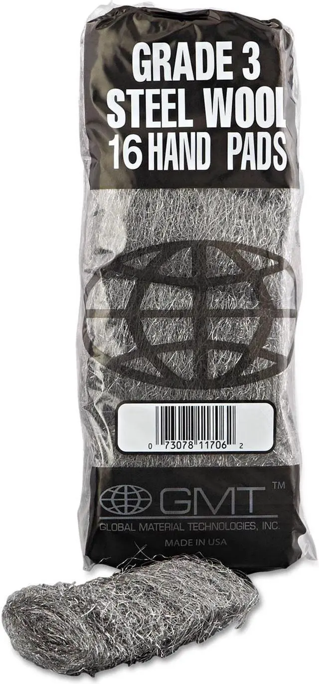 Alt view image 5 of 6 - Gmt Industrial-Quality Steel Wool Hand Pad #3 Medium 16/Pack 192/Carton 117006