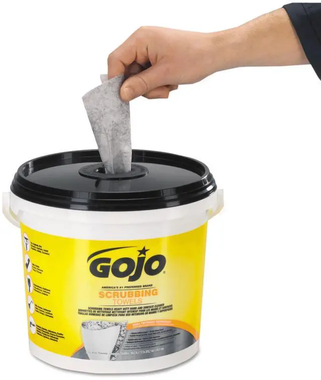 Alt view image 4 of 7 - Scrubbing Towels, 170 Count Bucket, Dual Textured, Wet GOJO 6398-02