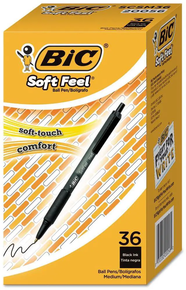 Main image of BIC Soft Feel Retractable Ballpoint Pen Black 1mm Medium 36/Pack SCSM361BK