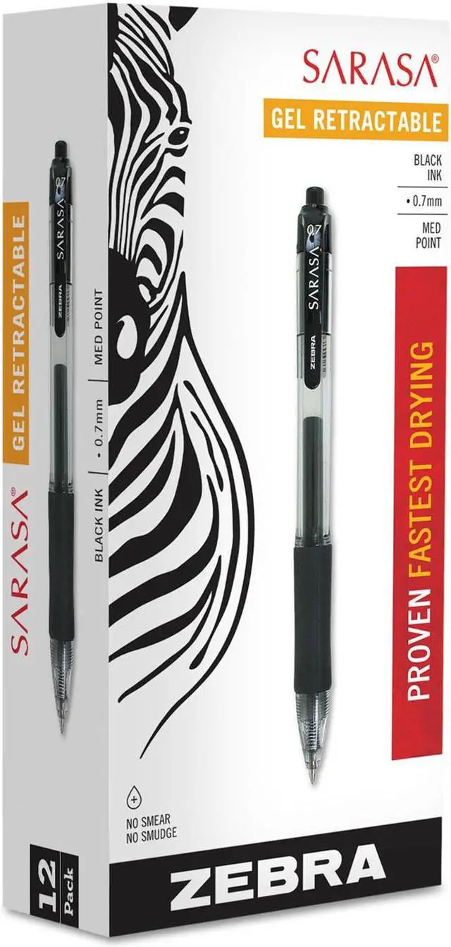 Alt view image 13 of 13 - Zebra Sarasa Retractable Gel Pen Black Ink Medium Dozen 46810