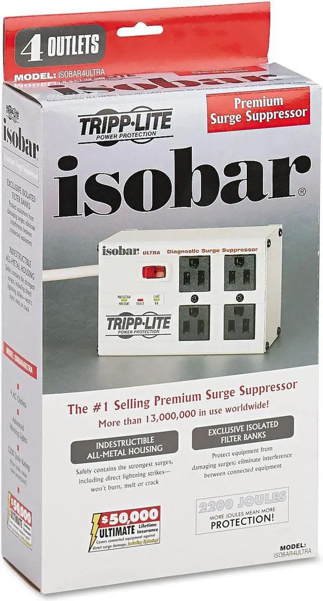 Alt view image 15 of 15 - TRIPP LITE ISOBAR4ULTRA 6 Feet 4 Outlets 3330 Joules Surge Suppressor