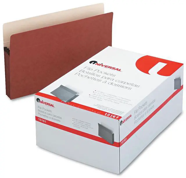 Alt view image 6 of 7 - Universal 3 1/2 Inch Expansion File Pockets Straight Tab Legal Redrope/Manila 25/Box 15161