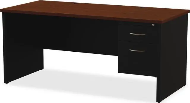 Alt view image 2 of 6 - Lorell Right Pedestal Desk 30"x66" Black/Walnut 79145
