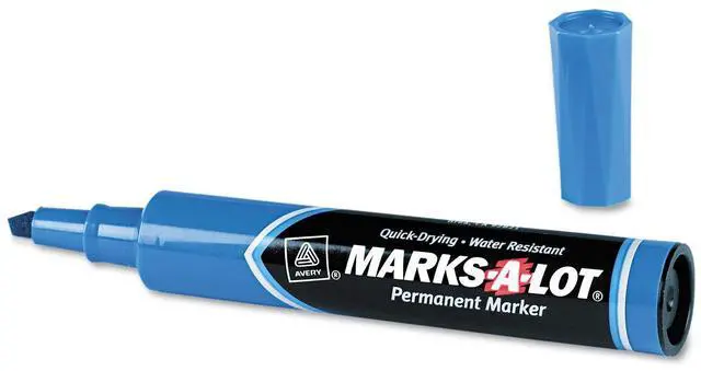 Alt view image 10 of 15 - Avery Marks-A-Lot Regular Desk-Style Permanent Marker Chisel Tip Blue Dozen