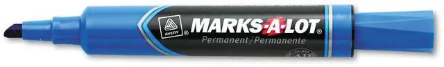 Alt view image 9 of 15 - Avery Marks-A-Lot Regular Desk-Style Permanent Marker Chisel Tip Blue Dozen
