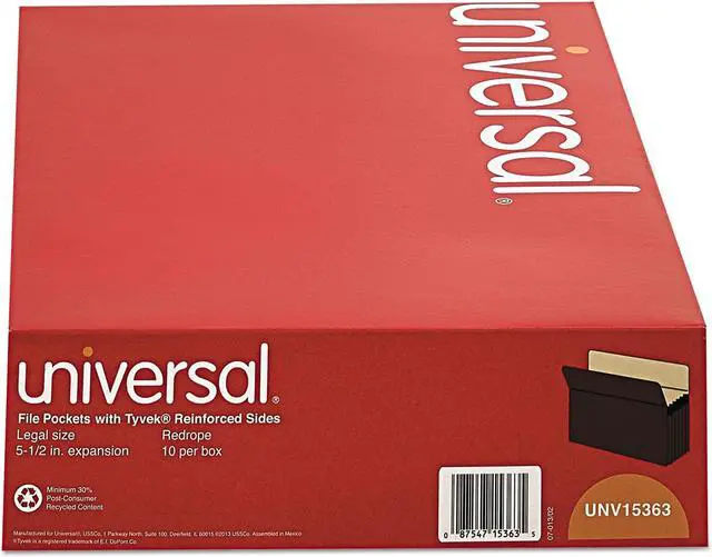Alt view image 6 of 8 - UNIVERSAL 5 1/4 Inch Expansion File Pockets Straight Legal Redrope/Manila 10/Box