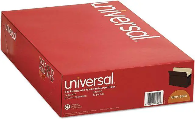 Alt view image 8 of 8 - UNIVERSAL 5 1/4 Inch Expansion File Pockets Straight Legal Redrope/Manila 10/Box