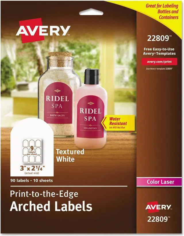 Alt view image 4 of 10 - Avery Textured Arched Print-to-the-Edge Labels 3 x 2 1/4 White 90/Pack 22809
