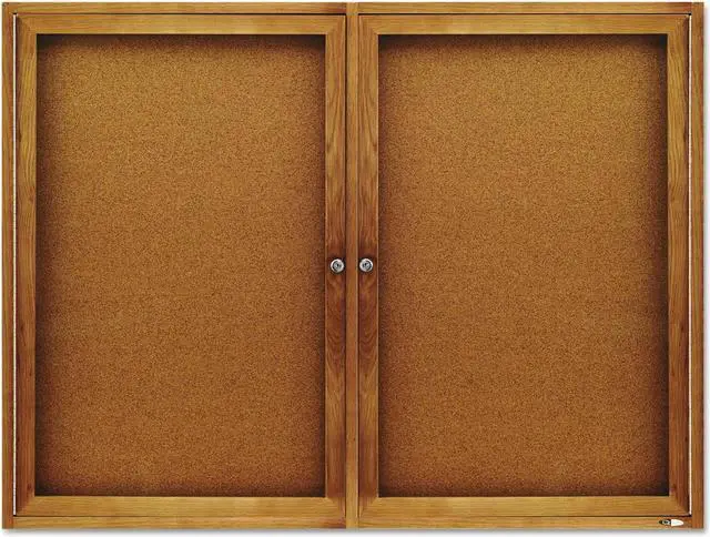 Alt view image 20 of 20 - Quartet Enclosed Bulletin Board Natural Cork/Fiberboard 48 x 36 Oak Frame 364