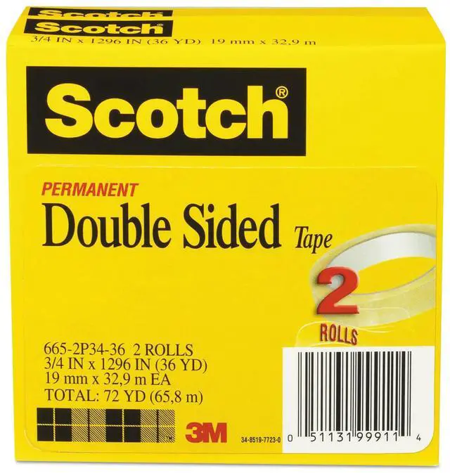 Alt view image 10 of 16 - Scotch Double-Sided Tape 3/4" x 1296" 3" Core Transparent 2/Pack 6652P3436