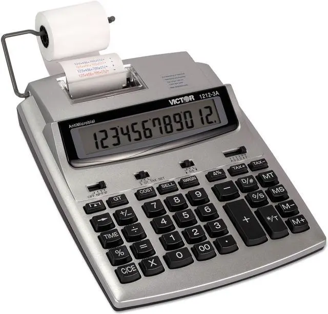 Alt view image 12 of 13 - Victor 1212-3A Antimicrobial Printing Calculator Blue/Red Print 2.7 Lines/Sec 12123A