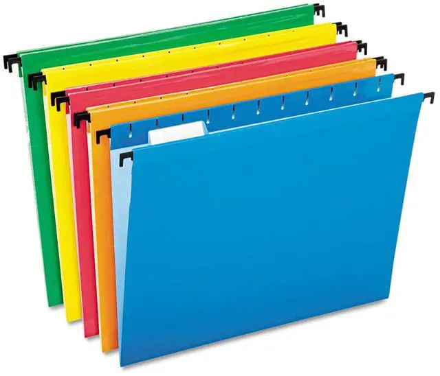 Alt view image 20 of 20 - Pendaflex Poly Laminate Hanging Folders Letter 1/5 Tab Assorted 20/Box