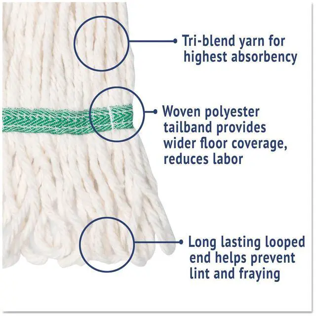 Alt view image 11 of 14 - Boardwalk Super Loop Wet Mop Head Cotton/Synthetic Medium Size White 12/Carton
