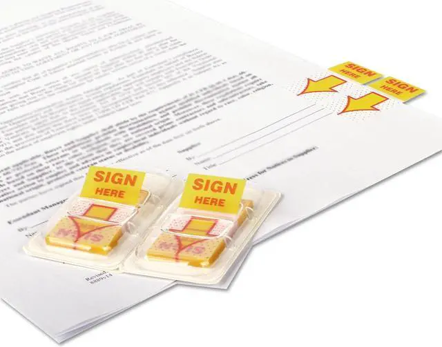 Alt view image 8 of 9 - Universal Deluxe Message Arrow Flags "Sign Here" Yellow 500/Pack 99007
