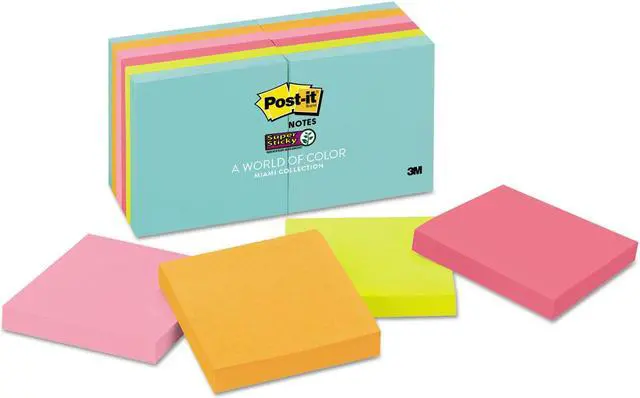 Main image of Post-It Notes Super Sti Pads,Ss,Notes,3"x3",Miami 65412SSMIA