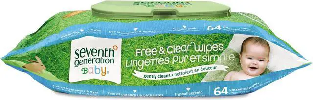 Alt view image 2 of 20 - Seventh Generation Baby Wipes - Free and Clear - 64 Count Diapers and Wipes