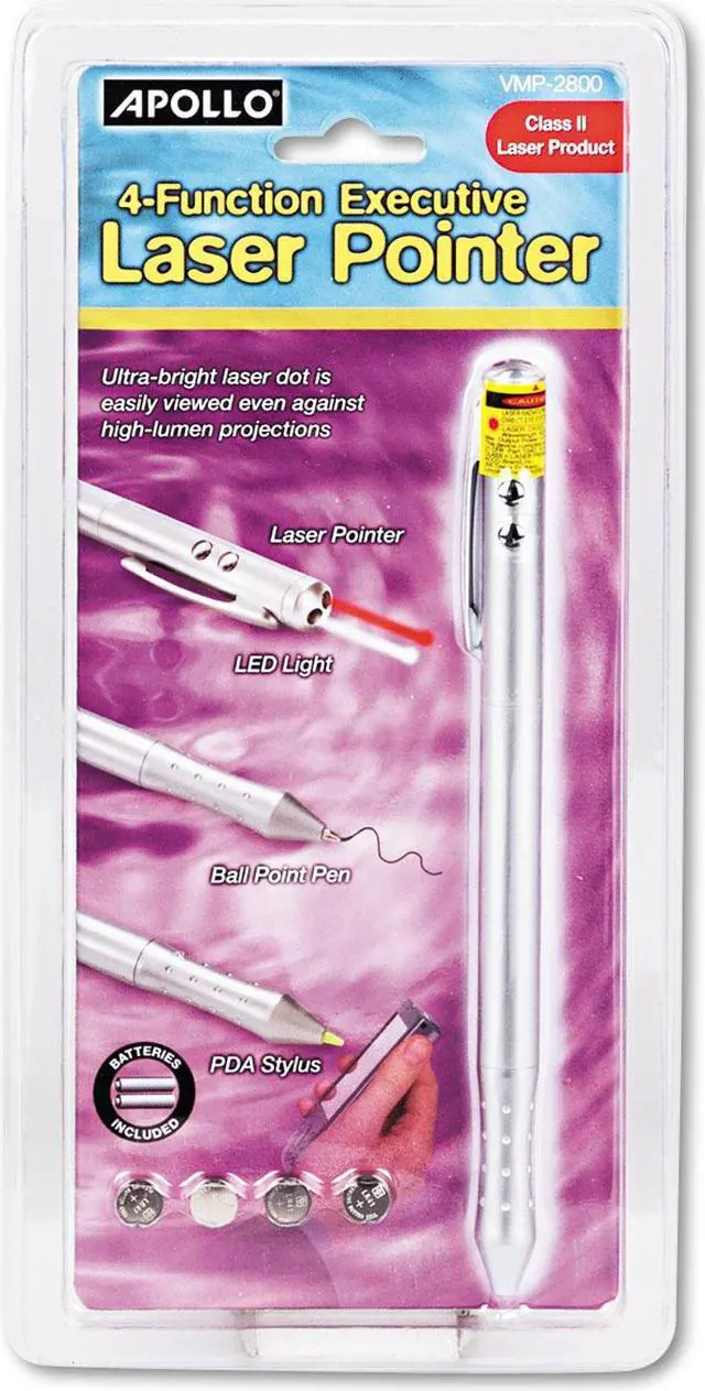 Alt view image 12 of 15 - Quartet MP-2800Q 4-Function Executive Laser Pointer, Class 2, PDA Stylus, Pen, LED Light, Silver