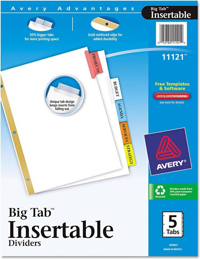 Main image of Avery Insertable Big Tab Dividers 5-Tab Letter 11121