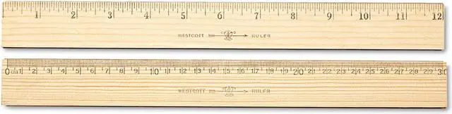 Alt view image 6 of 6 - Westcott Wood Ruler Metric and 1/16" Scale with Single Metal Edge 30 cm 10375