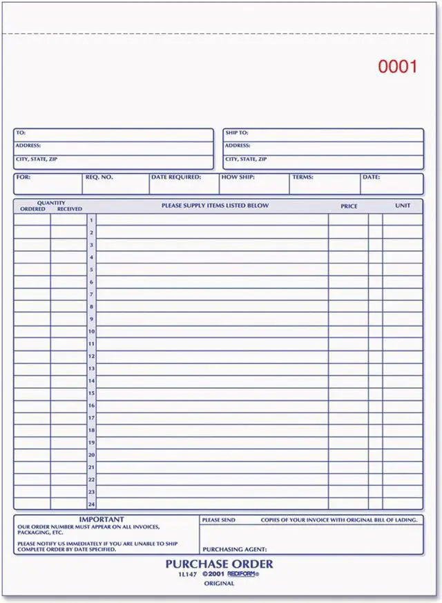 Alt view image 13 of 13 - Purchase Order Book, 8 1/2 X 11, Letter, Three-Part Carbonless, 50 Sets/book