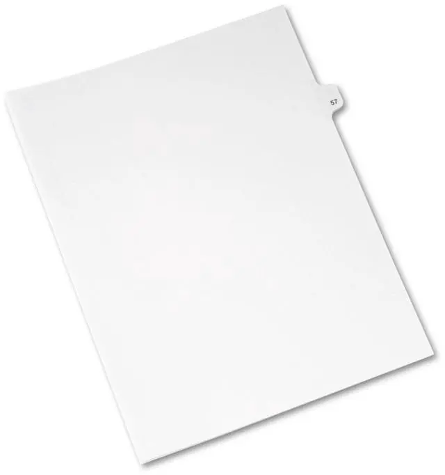 Alt view image 8 of 8 - Avery-Style Legal Exhibit Side Tab Divider Title: 57 Letter White 25/Pack 01057