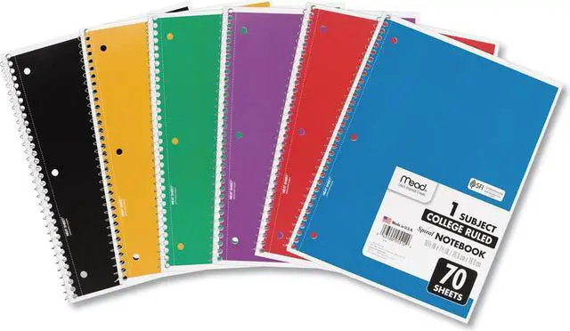 Alt view image 8 of 13 - Mead Spiral Notebook College Rule 10 1/2" x 8" 70 Pages 6 Books/Pack 73065