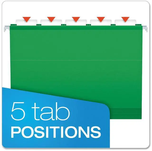 Alt view image 13 of 15 - Pendaflex Reinforced 2" Extra Capacity Hanging Folders Letter Bright Green 25