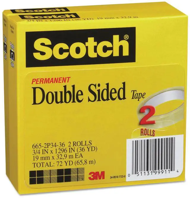 Alt view image 13 of 16 - Scotch Double-Sided Tape 3/4" x 1296" 3" Core Transparent 2/Pack 6652P3436