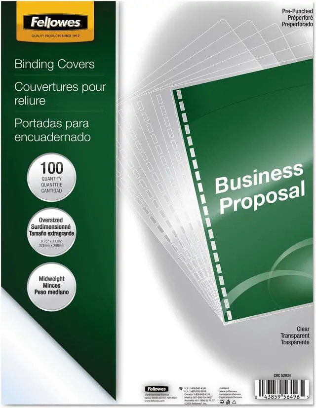 Alt view image 5 of 20 - Fellowes Crystals Clear Pre-Punched Oversized Binding Covers 100 Pack