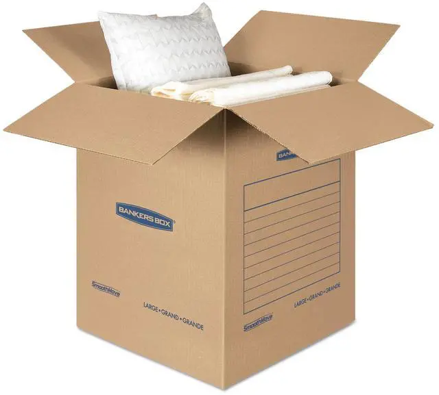 Alt view image 9 of 9 - Bankers Box SmoothMove Basic Large Moving Boxes 18l x 18w x 24h Kraft/Blue 15/Carton 7714001