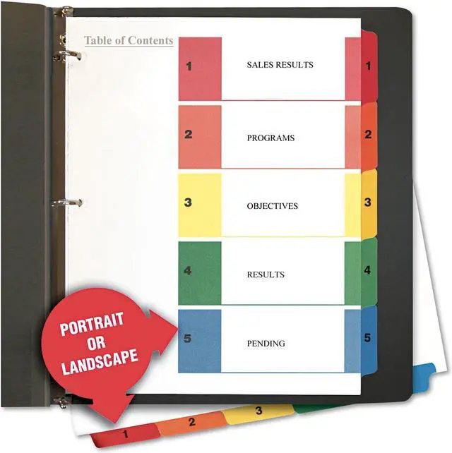 Alt view image 4 of 9 - UNIVERSAL Table of Contents Dividers Assorted Color 5-Tab 1-5 Letter White 6