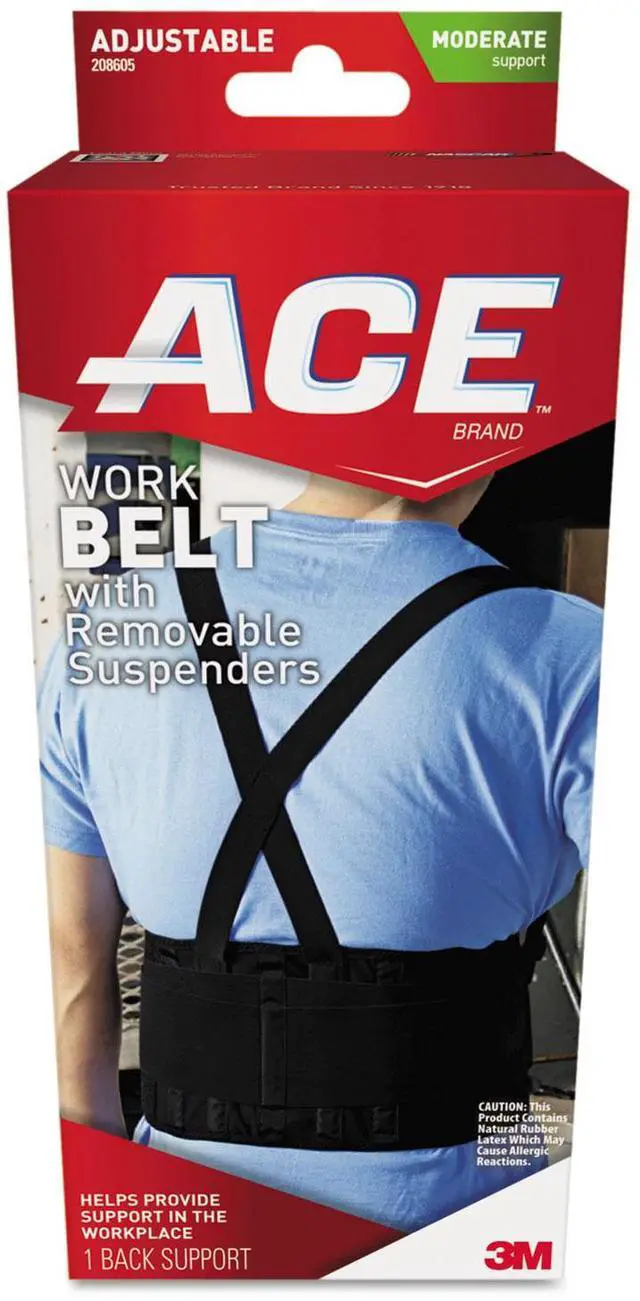 Alt view image 7 of 9 - ACE Work Belt with Removable Suspenders Fits Waists Up To 48" Black 208605